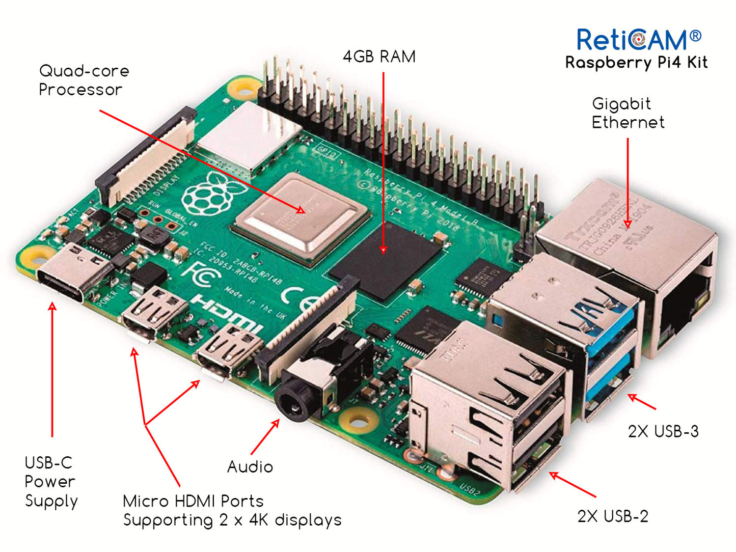Raspberry Pi 4 4GB Kit - 64GB Card, Aluminum Case