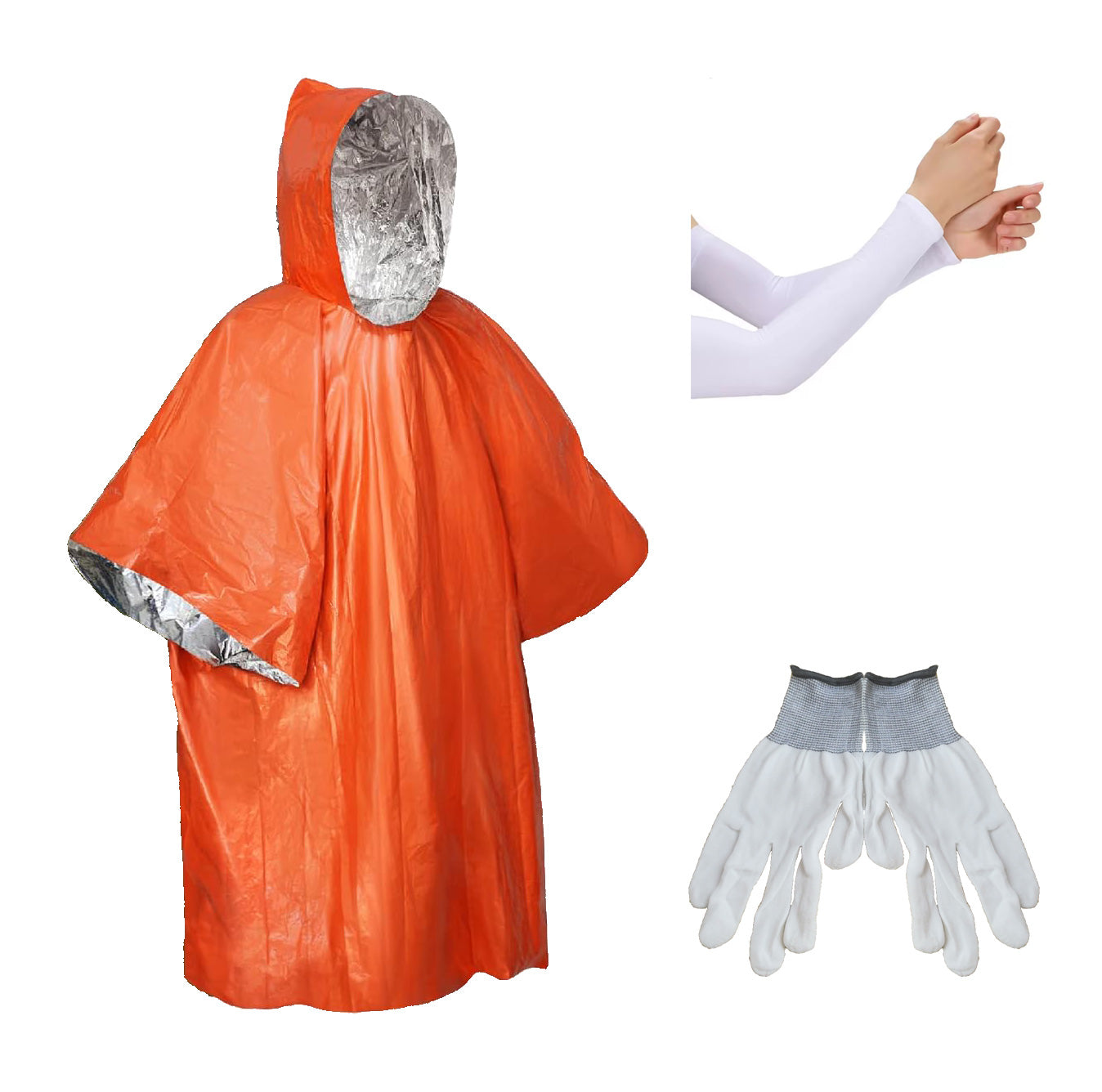 Marathon Kit with Emergency Poncho, Arm Sleeves, and Gloves - Essential Items to Keep You Warm Before Race