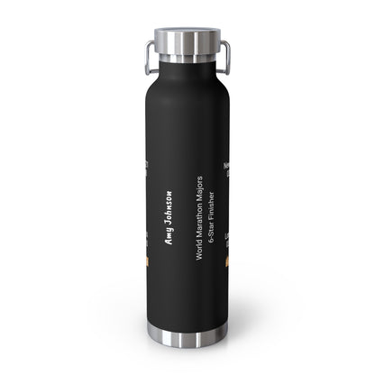 Personalized 6-Star Marathon Water Bottle, 22oz Stainless Steel Copper Insulated - Custom Finish Times for Boston, NYC, Tokyo & More
