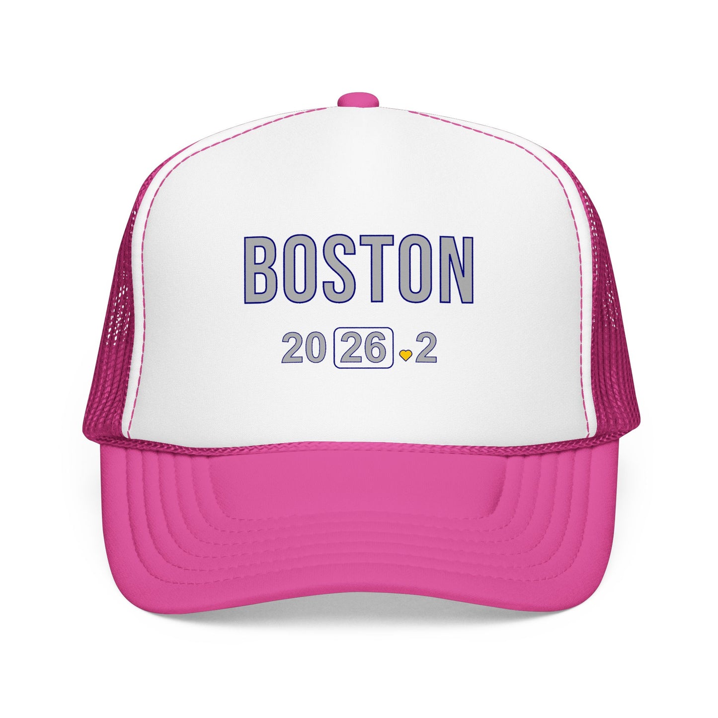 Boston Marathon 2026 26.2 Trucker Hat - Heart Design Runner's Cap - Finisher Gift for Boston Runners
