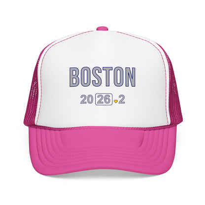 Boston Marathon 2026 26.2 Trucker Hat - Heart Design Runner's Cap - Finisher Gift for Boston Runners