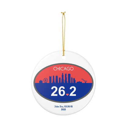 Personalized Chicago 26.2 Marathon Ornament | Ceramic Round Ornament