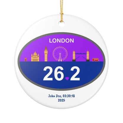 Personalized London 26.2 Marathon Ornament | Ceramic Round Ornament