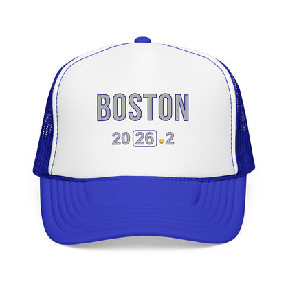 Boston Marathon 2026 26.2 Trucker Hat - Heart Design Runner's Cap - Finisher Gift for Boston Runners