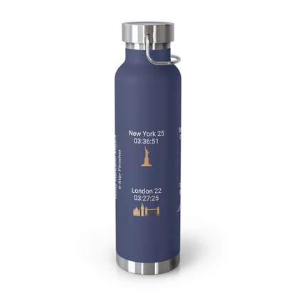 Personalized 6-Star Marathon Water Bottle, 22oz Stainless Steel Copper Insulated - Custom Finish Times for Boston, NYC, Tokyo & More