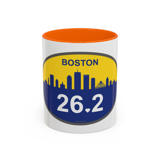Personalized Boston Marathon Coffee Mug, 26.2 Marathon Gift for Runners, Accented Tea Cup, 11oz