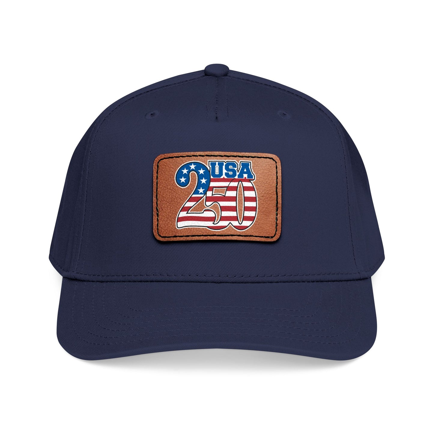 USA 250 Flag Patch Baseball Cap | Leather Patch, Patriotic Hat to Celebrate 1776 - 2026, Made in USA