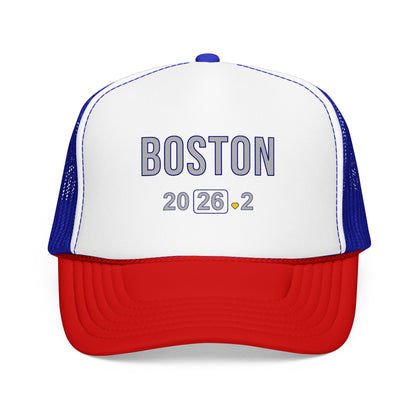 Boston Marathon 2026 26.2 Trucker Hat - Heart Design Runner's Cap - Finisher Gift for Boston Runners