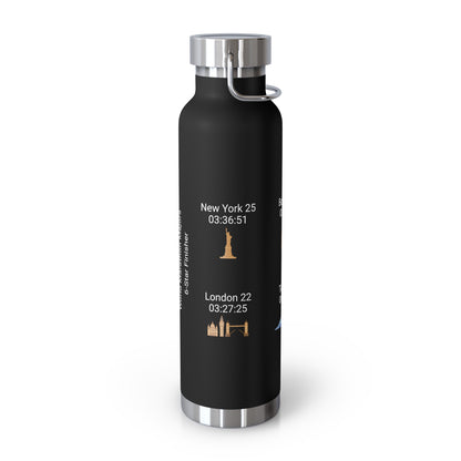 Personalized 6-Star Marathon Water Bottle, 22oz Stainless Steel Copper Insulated - Custom Finish Times for Boston, NYC, Tokyo & More