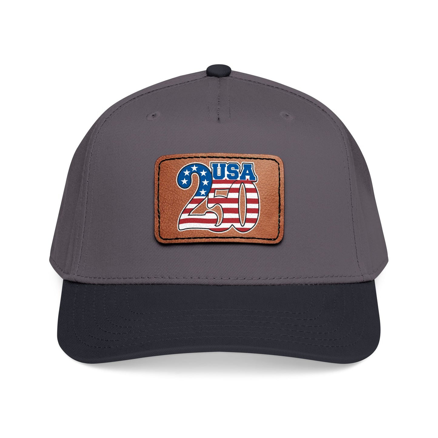 USA 250 Flag Patch Baseball Cap | Leather Patch, Patriotic Hat to Celebrate 1776 - 2026, Made in USA