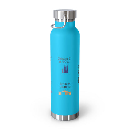 Personalized 6-Star Marathon Water Bottle, 22oz Stainless Steel Copper Insulated - Custom Finish Times for Boston, NYC, Tokyo & More