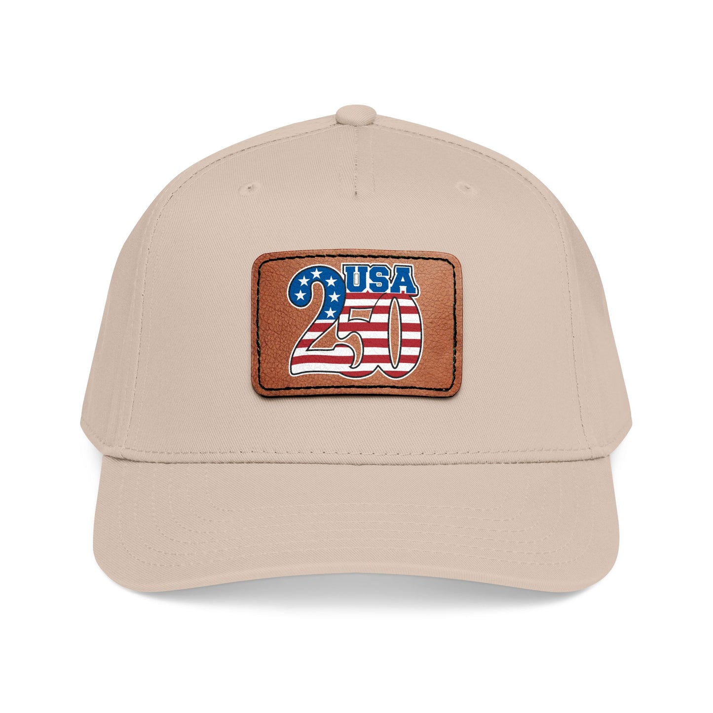 USA 250 Flag Patch Baseball Cap | Leather Patch, Patriotic Hat to Celebrate 1776 - 2026, Made in USA
