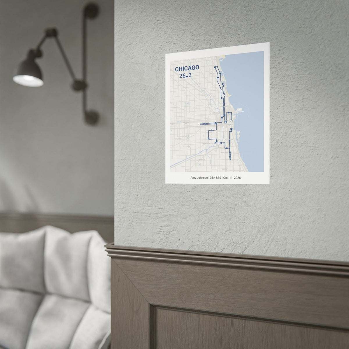 Chicago 26.2 Poster | Personalized Marathon Route Map | Custom Name & Finish Time | Unframed Print