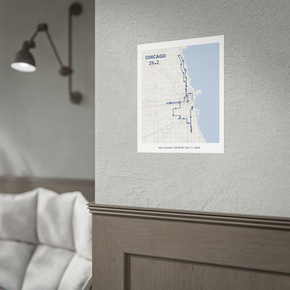 Chicago 26.2 Poster | Personalized Marathon Route Map | Custom Name & Finish Time | Unframed Print