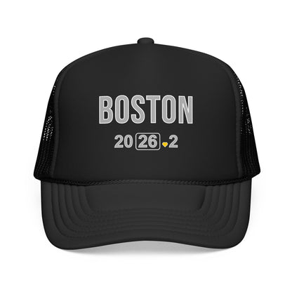 Boston Marathon 2026 26.2 Trucker Hat - Heart Design Runner's Cap - Finisher Gift for Boston Runners