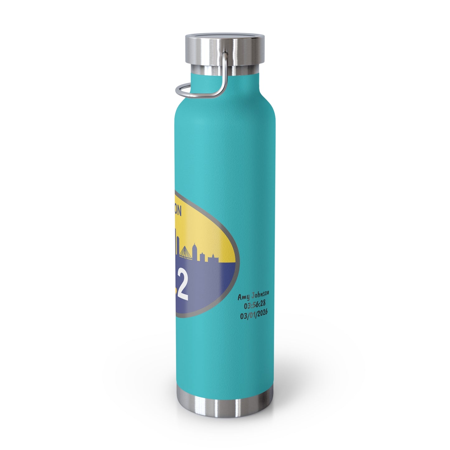 Personalized Boston Marathon Water Bottle, 22oz Stainless Steel Copper Insulated - Customized with Your Name and Finish Time