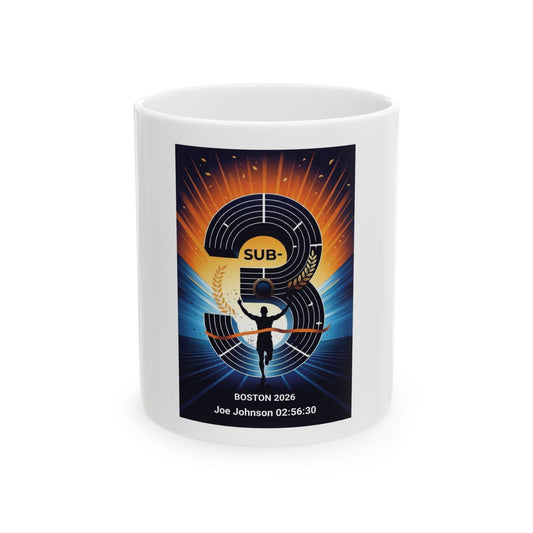 Personalized Marathon Sub-3 Hour Runner Mug - Celebrate Breaking 3-Hour Barrier Running Gift (Male Runner)