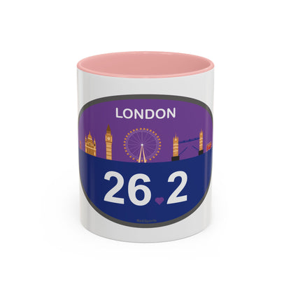 Personalized London Marathon Coffee Mug, 26.2 Marathon Gift for Runners, Accented Tea Cup, 11oz