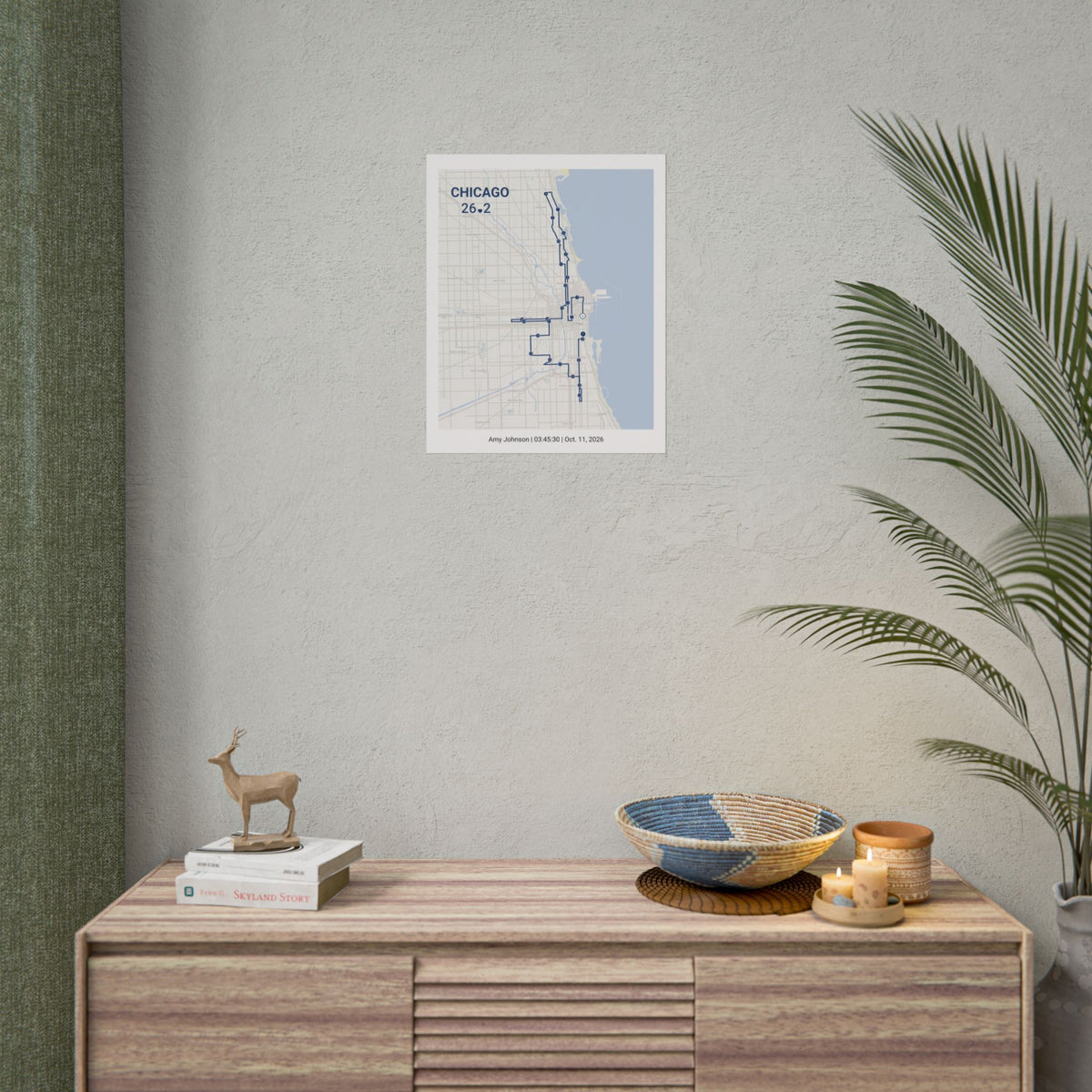 Chicago 26.2 Poster | Personalized Marathon Route Map | Custom Name & Finish Time | Unframed Print