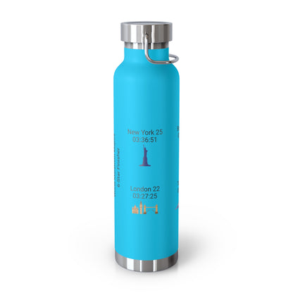 Personalized 6-Star Marathon Water Bottle, 22oz Stainless Steel Copper Insulated - Custom Finish Times for Boston, NYC, Tokyo & More