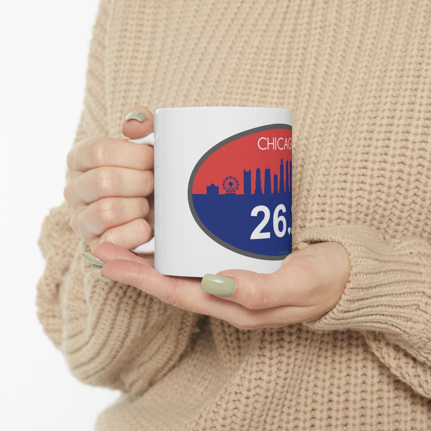 Chicago 26.2 Coffee Mug for Marathon Runners, NYC Marathon Gift, Ceramic Tea Cup, Finisher Souvenir, Made in USA, 11oz