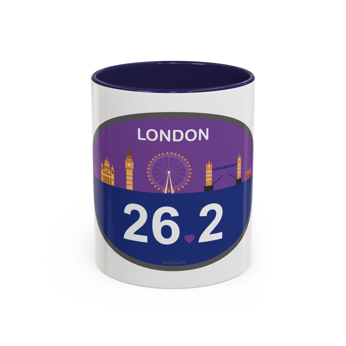 Personalized London Marathon Coffee Mug, 26.2 Marathon Gift for Runners, Accented Tea Cup, 11oz