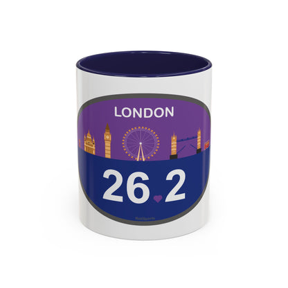 Personalized London Marathon Coffee Mug, 26.2 Marathon Gift for Runners, Accented Tea Cup, 11oz