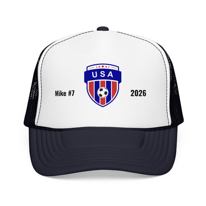 Personalized USA Soccer 2026 Hat - Meshed Trucker Hat Custom Football Fan Gear Sports Cap