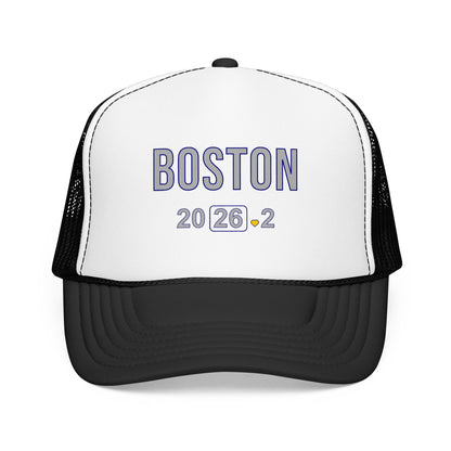 Boston Marathon 2026 26.2 Trucker Hat - Heart Design Runner's Cap - Finisher Gift for Boston Runners