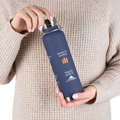 Personalized 6-Star Marathon Water Bottle, 22oz Stainless Steel Copper Insulated - Custom Finish Times for Boston, NYC, Tokyo & More