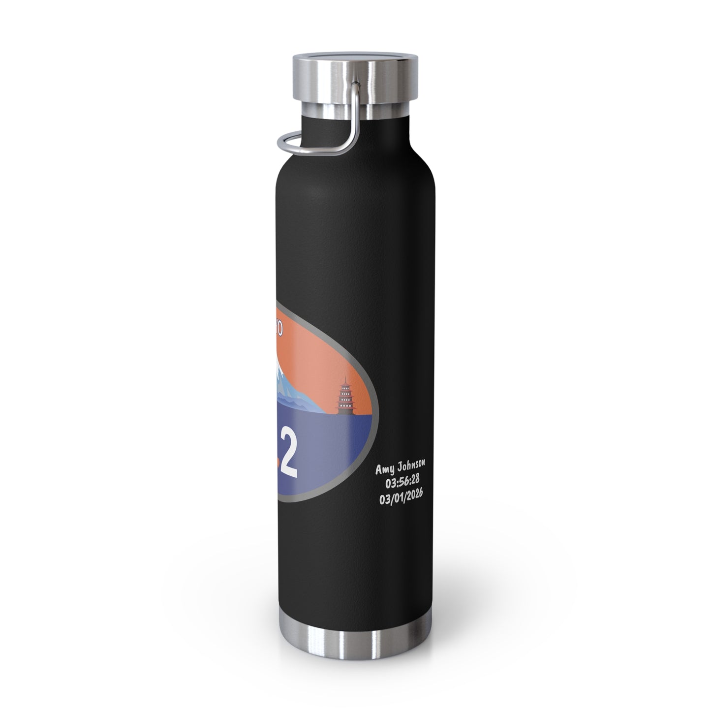 Personalized Tokyo Marathon Water Bottle, 22oz Stainless Steel Copper Insulated - Customized with Your Name and Finish Time