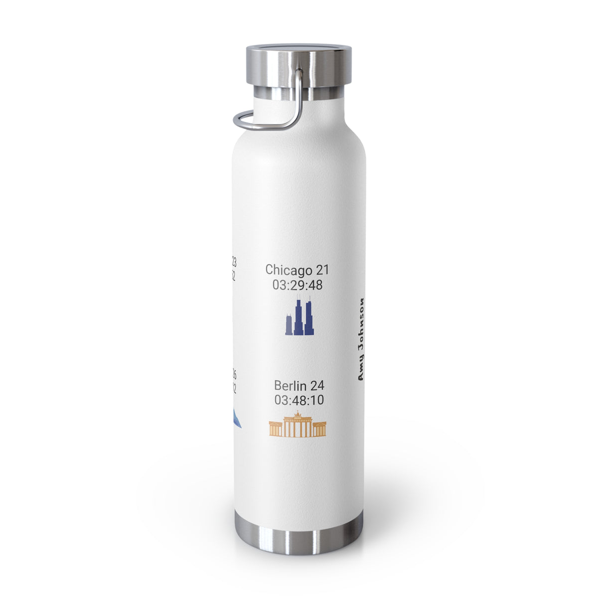 Personalized 6-Star Marathon Water Bottle, 22oz Stainless Steel Copper Insulated - Custom Finish Times for Boston, NYC, Tokyo & More