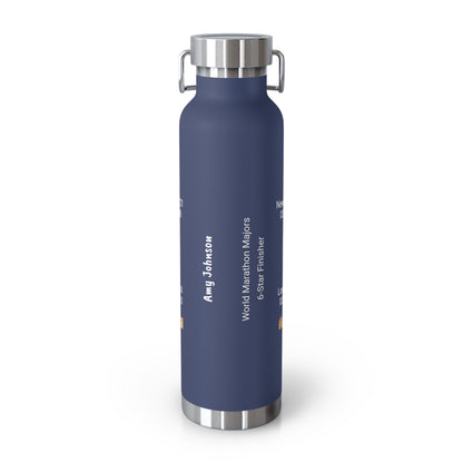 Personalized 6-Star Marathon Water Bottle, 22oz Stainless Steel Copper Insulated - Custom Finish Times for Boston, NYC, Tokyo & More