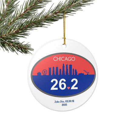 Personalized Chicago 26.2 Marathon Ornament | Ceramic Round Ornament