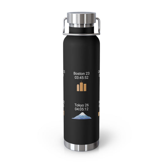 Personalized 6-Star Marathon Water Bottle, 22oz Stainless Steel Copper Insulated - Custom Finish Times for Boston, NYC, Tokyo & More