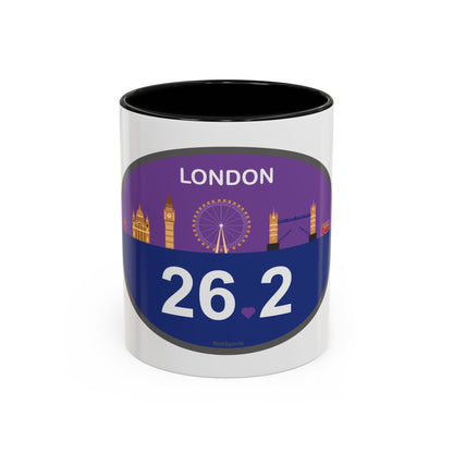 Personalized London Marathon Coffee Mug, 26.2 Marathon Gift for Runners, Accented Tea Cup, 11oz