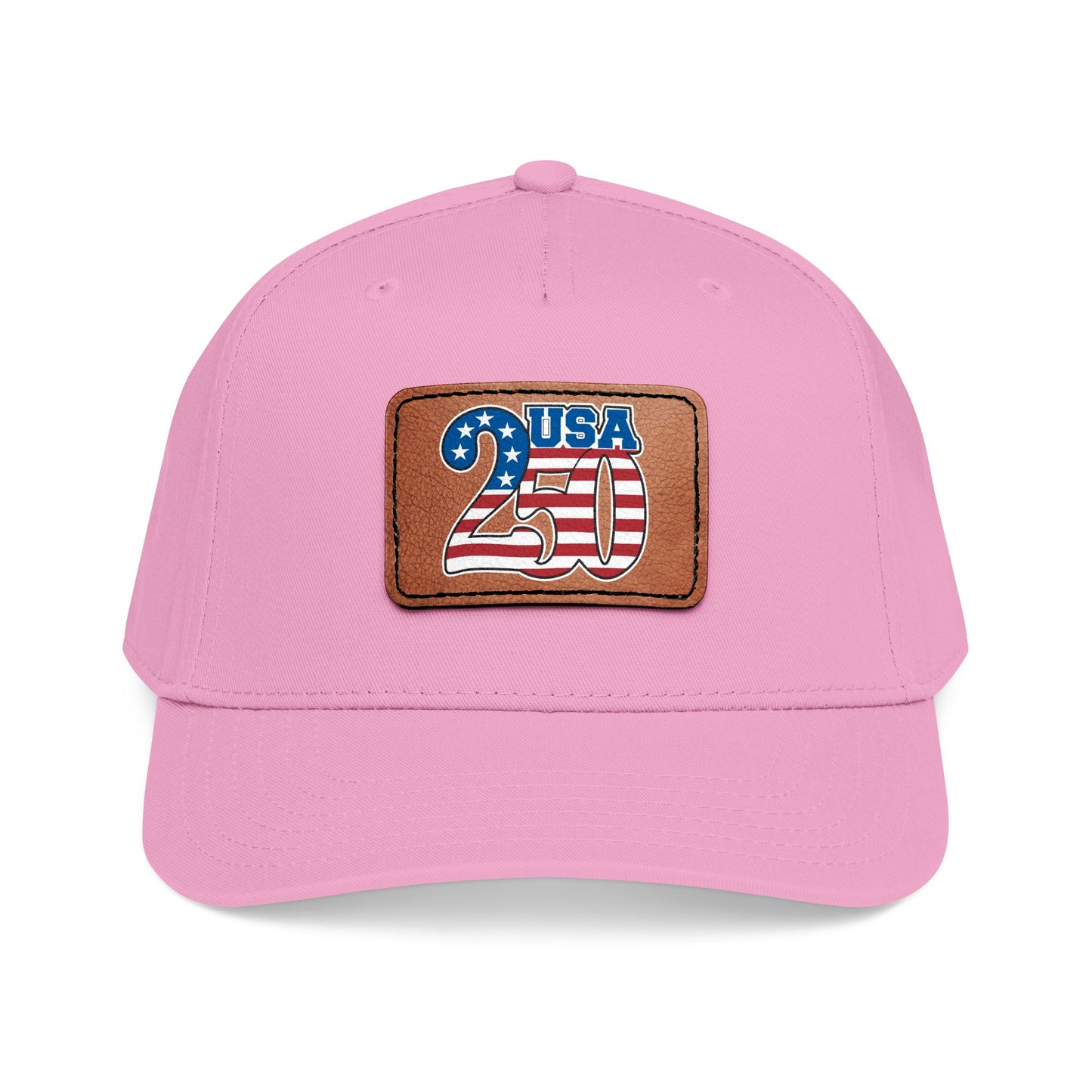 USA 250 Flag Patch Baseball Cap | Leather Patch, Patriotic Hat to Celebrate 1776 - 2026, Made in USA