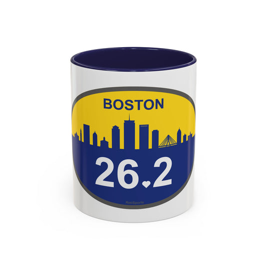 Personalized Boston Marathon Coffee Mug, 26.2 Marathon Gift for Runners, Accented Tea Cup, 11oz