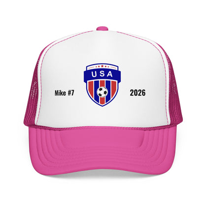 Personalized USA Soccer 2026 Hat - Meshed Trucker Hat Custom Football Fan Gear Sports Cap