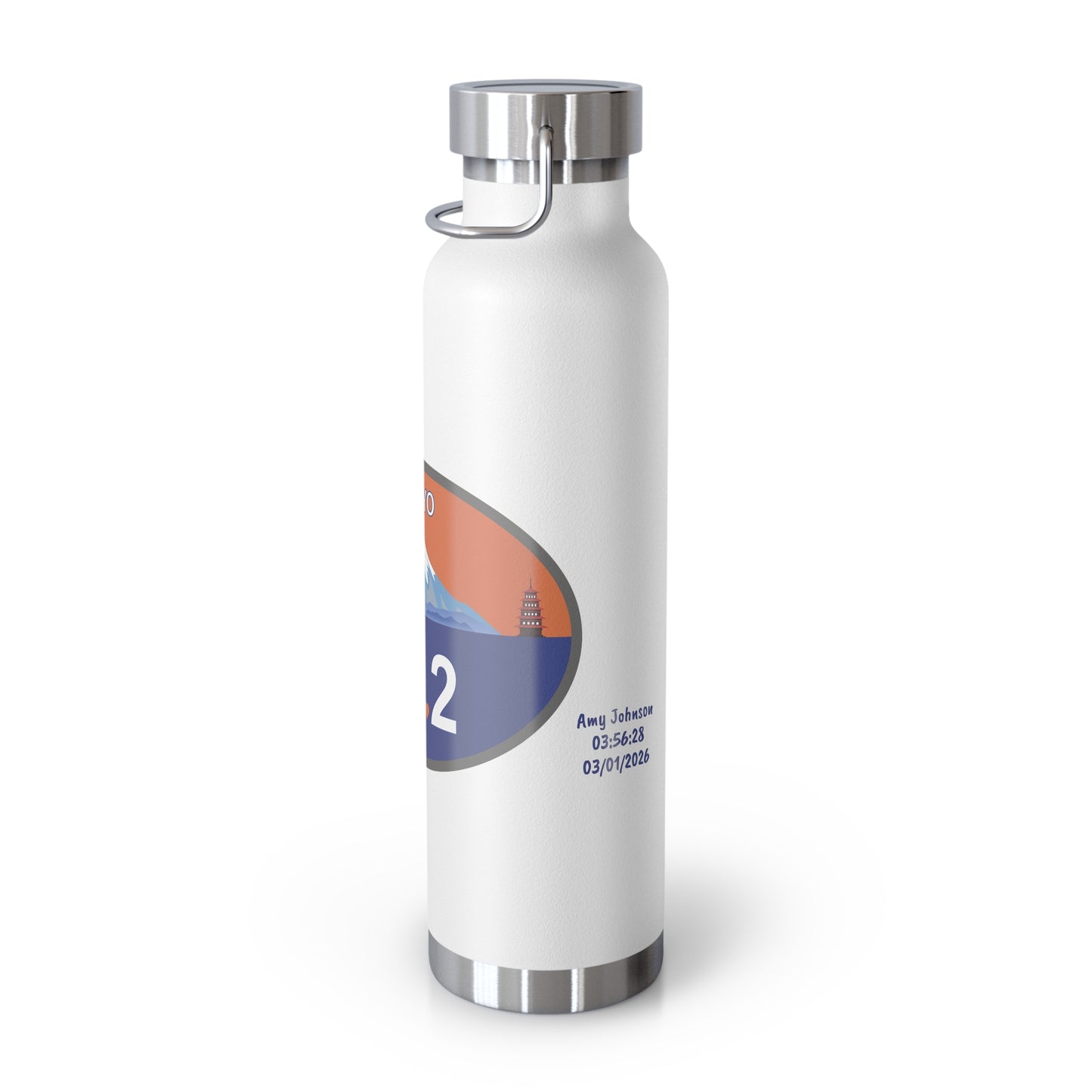 Personalized Tokyo Marathon Water Bottle, 22oz Stainless Steel Copper Insulated - Customized with Your Name and Finish Time