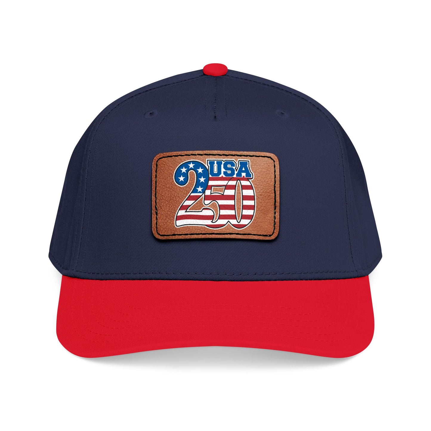 USA 250 Flag Patch Baseball Cap | Leather Patch, Patriotic Hat to Celebrate 1776 - 2026, Made in USA