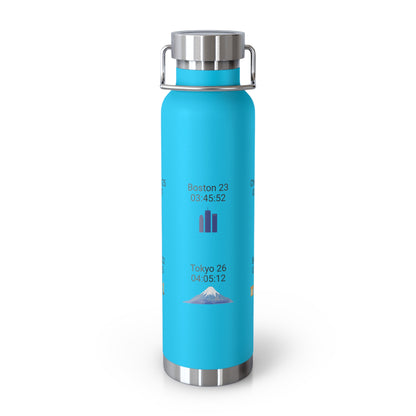 Personalized 6-Star Marathon Water Bottle, 22oz Stainless Steel Copper Insulated - Custom Finish Times for Boston, NYC, Tokyo & More