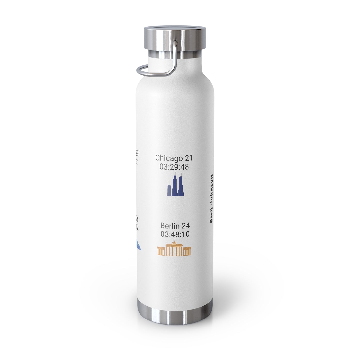 Personalized 6-Star Marathon Water Bottle, 22oz Stainless Steel Copper Insulated - Custom Finish Times for Boston, NYC, Tokyo & More