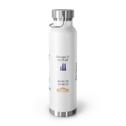 Personalized 6-Star Marathon Water Bottle, 22oz Stainless Steel Copper Insulated - Custom Finish Times for Boston, NYC, Tokyo & More