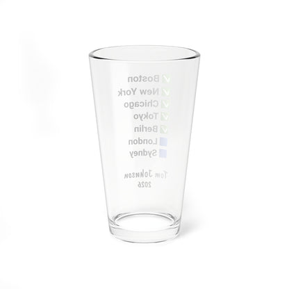 Custom Marathon Majors Mixing Pint Glass - Personalized Runner's Checklist Beer Gift