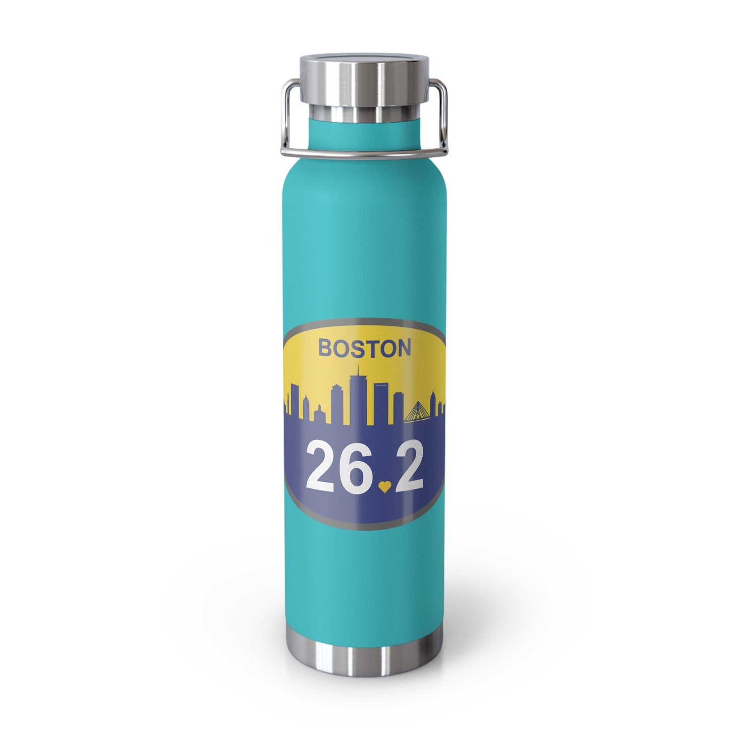Personalized Boston Marathon Water Bottle, 22oz Stainless Steel Copper Insulated - Customized with Your Name and Finish Time