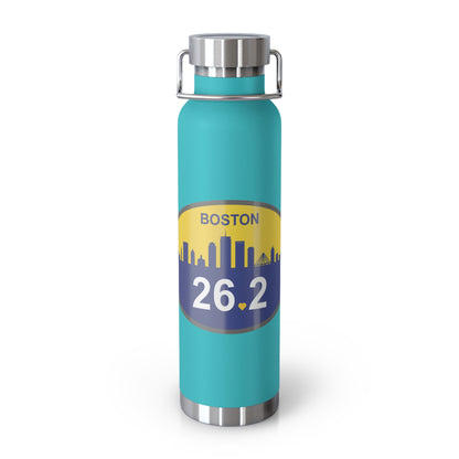 Personalized Boston Marathon Water Bottle, 22oz Stainless Steel Copper Insulated - Customized with Your Name and Finish Time