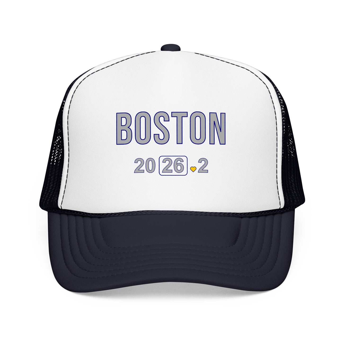 Boston Marathon 2026 26.2 Trucker Hat - Heart Design Runner's Cap - Finisher Gift for Boston Runners