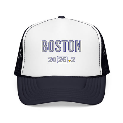 Boston Marathon 2026 26.2 Trucker Hat - Heart Design Runner's Cap - Finisher Gift for Boston Runners