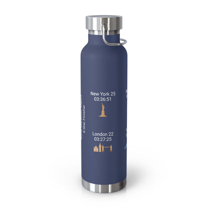 Personalized 6-Star Marathon Water Bottle, 22oz Stainless Steel Copper Insulated - Custom Finish Times for Boston, NYC, Tokyo & More